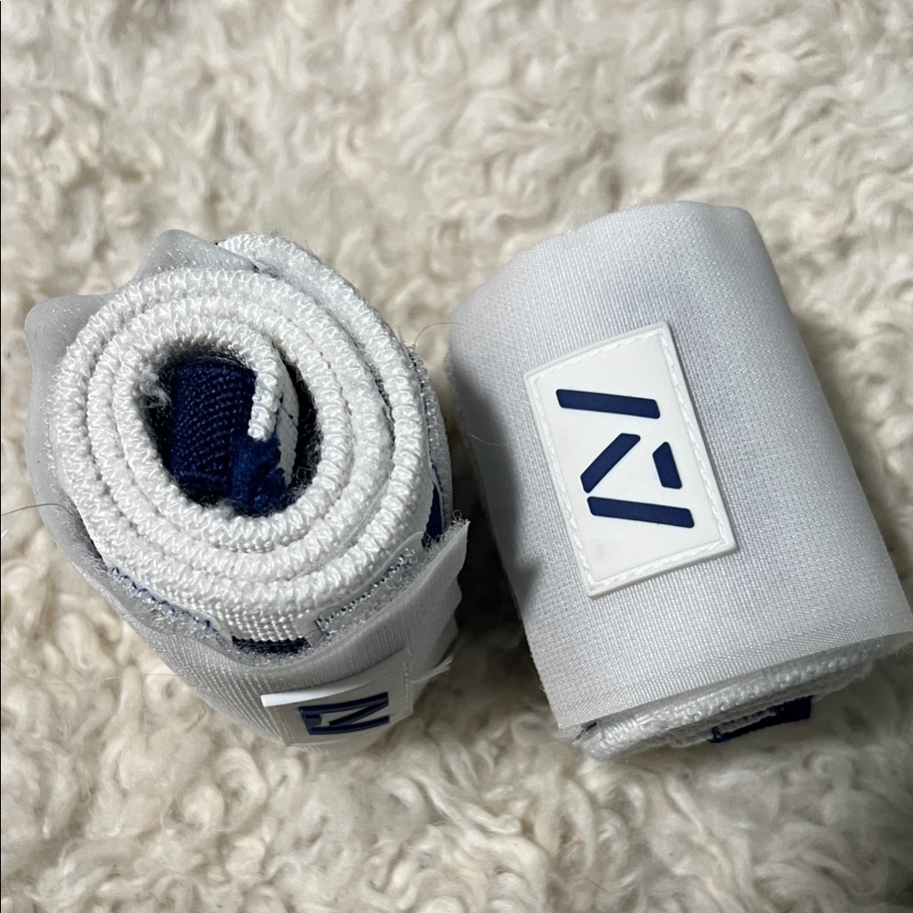 A7 zebra white and blue wrist wraps